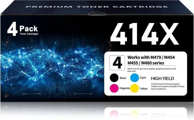 Main image of 414X Toner Cartridges 4 Pack High Yield Compatible for HP 414X 414A
