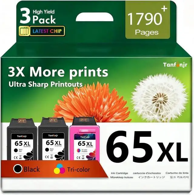 Main image of 65XL Ink Cartridge Replacement for HP 65 65XL Black Color Combo Pack High Yield for Envy 5055 5052 5058; DeskJet 3755 2655 3700 3752 3720 3722 3723 3758 2652 2622 2624 Printer (2 Black,1 tri-color)