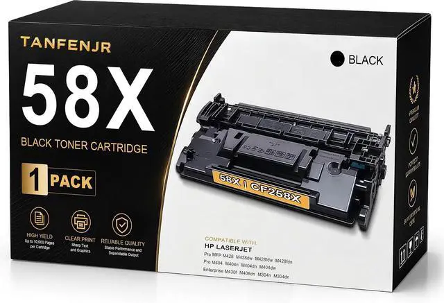Main image of 58X CF258X High Yield Black Toner Cartridges 1-Pack with Chip, Compatible Replacement for HP 58X CF258X 58A CF258A, Work with LaserJet Pro M404n M404dn M404dw MFP M428dw M428fdw M428fdn Printer