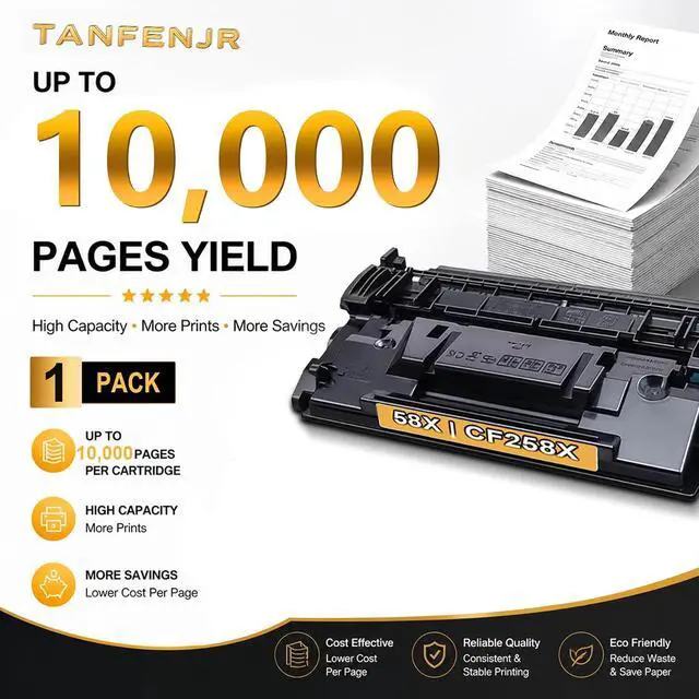 Alt view image 2 of 7 - 58X CF258X High Yield Black Toner Cartridges 1-Pack with Chip, Compatible Replacement for HP 58X CF258X 58A CF258A, Work with LaserJet Pro M404n M404dn M404dw MFP M428dw M428fdw M428fdn Printer