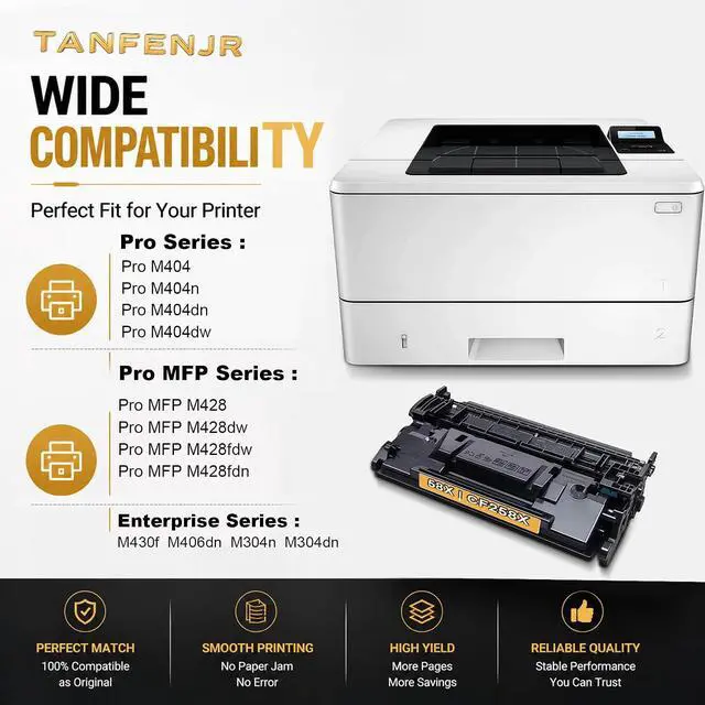 Alt view image 3 of 7 - 58X CF258X High Yield Black Toner Cartridges 1-Pack with Chip, Compatible Replacement for HP 58X CF258X 58A CF258A, Work with LaserJet Pro M404n M404dn M404dw MFP M428dw M428fdw M428fdn Printer