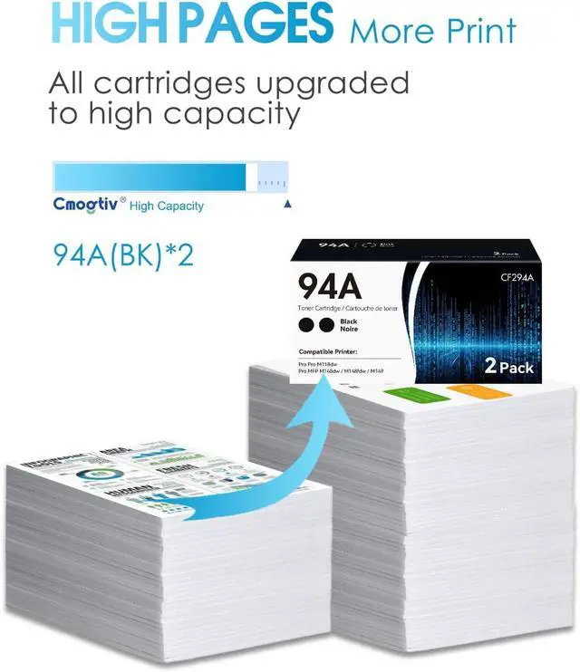 Alt view image 6 of 7 - 94A Toner Cartridges Toner Black Replacement for HP 94A 94X CF294A Toner