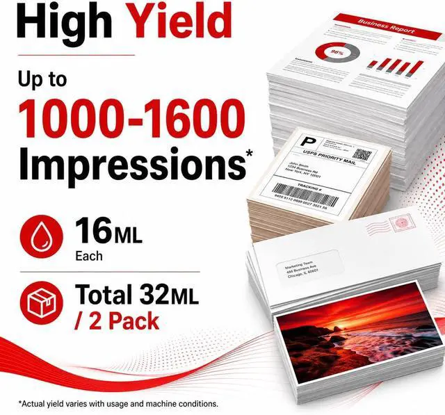 Alt view image 3 of 7 - SL-870-1 Red Ink Cartridge XXL High Capacity (2-Pack, 16ml Each) Replacement for Pitney Bowes sl-870-1 for New SendPro Mailstation Postage Meter (CSD1)-Fluorescent Red Ink