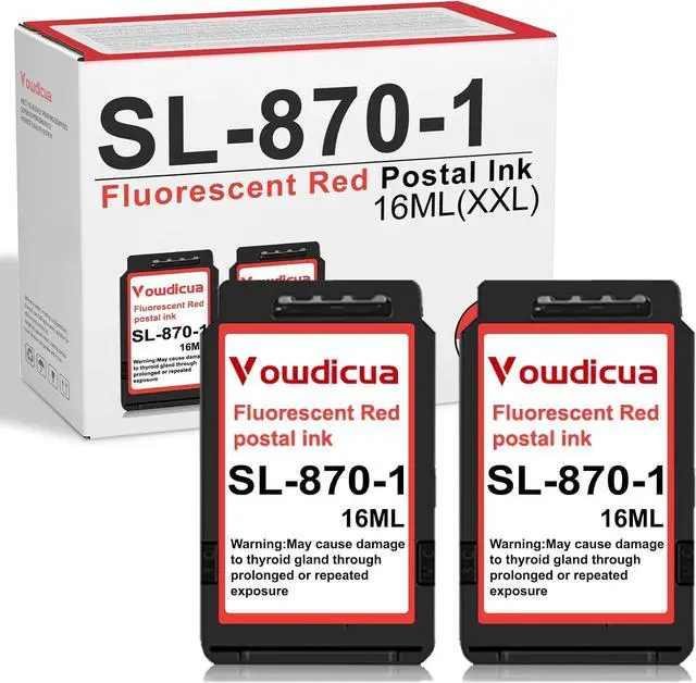 Main image of SL-870-1 Red Ink Cartridge XXL High Capacity (2-Pack, 16ml Each) Replacement for Pitney Bowes sl-870-1 for New SendPro Mailstation Postage Meter (CSD1)-Fluorescent Red Ink