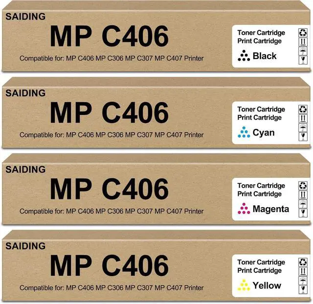 Main image of SAIDING 4 Pack MPC406 Toner Cartridge Compatible with Ricoh MPC407 MP C407