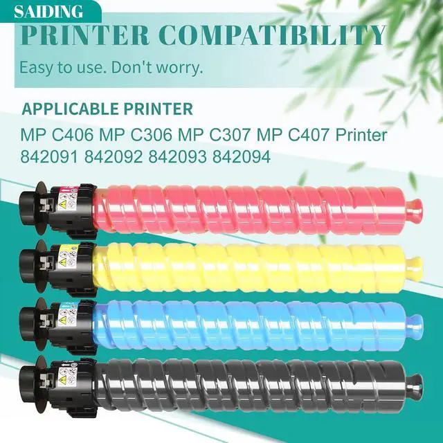 Alt view image 2 of 6 - SAIDING 4 Pack MPC406 Toner Cartridge Compatible with Ricoh MPC407 MP C407