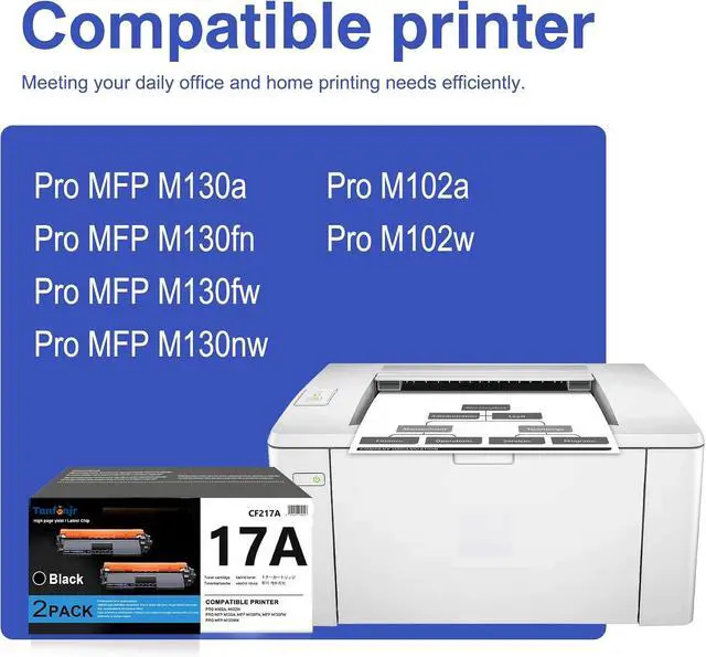 Alt view image 2 of 7 - 17A Toner Cartridge Replacement for HP 17A CF217A, Compatible with LaserJet Pro M102 M102a M102w Pro MFP M130 M130a M130nw M130fn M130fw Printer (Black, 2-Pack)