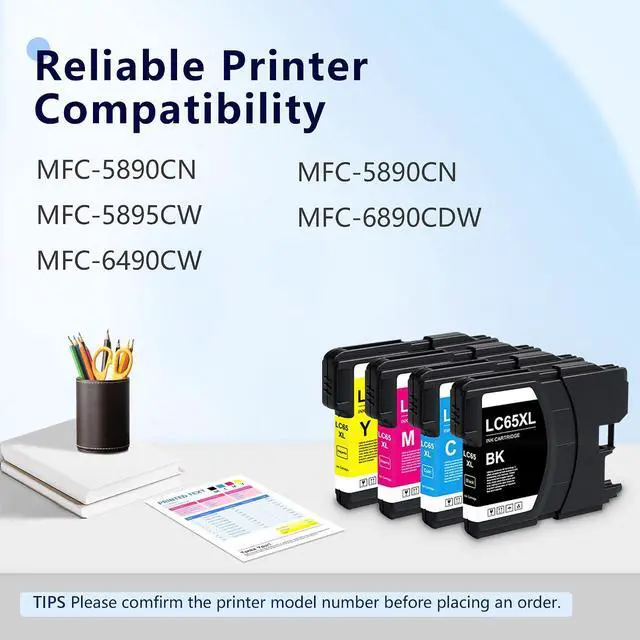 Alt view image 2 of 7 - MOLIMER LC65XL LC65 Ink Cartridges Set High Yield, 4 Pack Replacement for Brother LC65XL LC61 Cartridges for MFC-490CW MFC-495CW MFC-6490CW MFC-6890CDW Printer Ink (BK/C/M/Y)