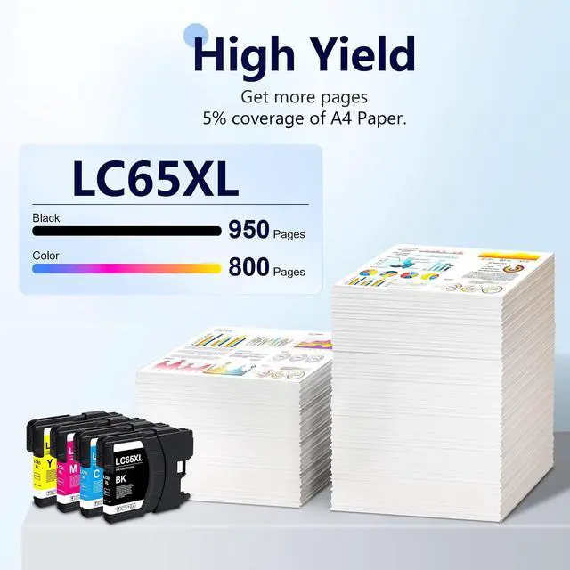Alt view image 3 of 7 - MOLIMER LC65XL LC65 Ink Cartridges Set High Yield, 4 Pack Replacement for Brother LC65XL LC61 Cartridges for MFC-490CW MFC-495CW MFC-6490CW MFC-6890CDW Printer Ink (BK/C/M/Y)