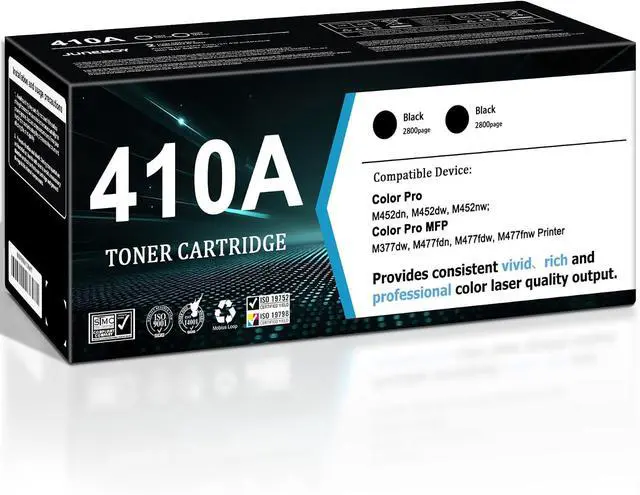 Main image of Juneboy 410A Black Toner Cartridge 2-Pack for Color Pro M452 MFP M377, M477