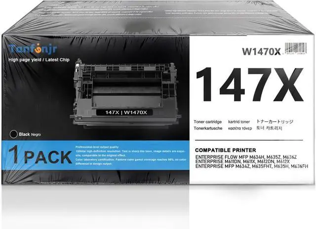 Main image of 147X High Yield Black Toner Cartridge, Replacement for HP 147X W1470X 147A W1470A, Compatible with LaserJet Enterprise M611dn M611x M612dn M612x, MFP M634h M634z M635h M635z M635fht M636fh M636z