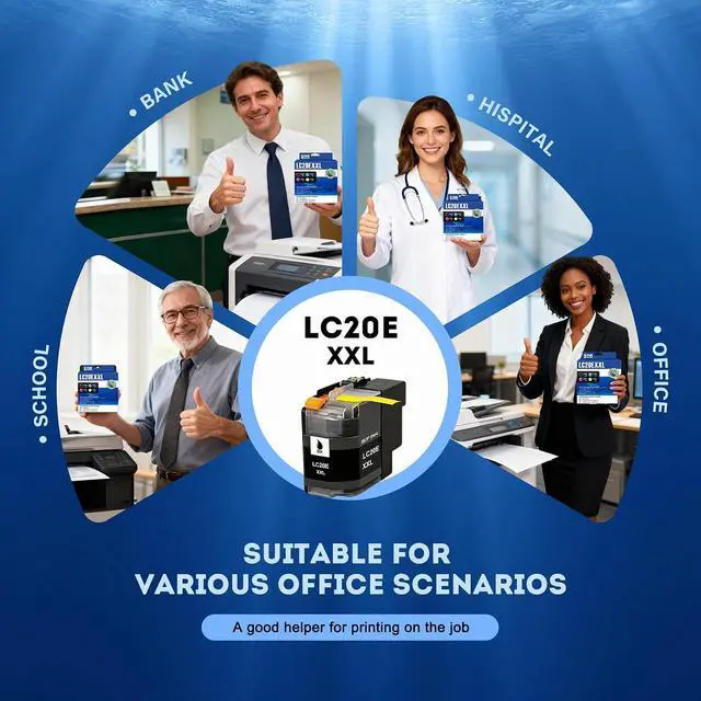 Alt view image 7 of 7 - SFINK LC20EXXL Ink Cartridge Set 5-Pack Super High-Yield Replacement for Brother LC20E LC20EBK LC20EC LC20EM LC20EY Compatible with MFC-J5920DW MFC-J775DW MFC-J985DW Printer
