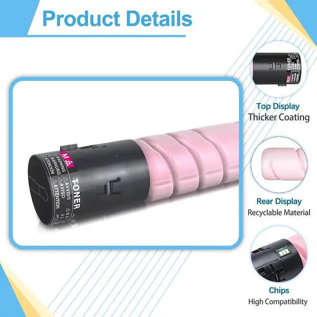 Alt view image 5 of 7 - Compatible Konica TN324 TN512 TN514 Toner Magenta Cartridge