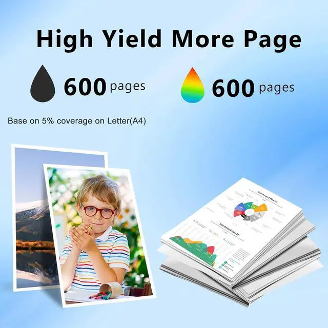 Alt view image 3 of 7 - LC203 High Yield Ink Cartridges (5-Pack, 2Black, Cyan, Magenta, Yellow) LC203XL LC 203 Ink Cartridge Replacement for Brother Ink LC203 MFC-J460DW MFC-J485DW MFC-J4620DW MFC-J885DW Printer