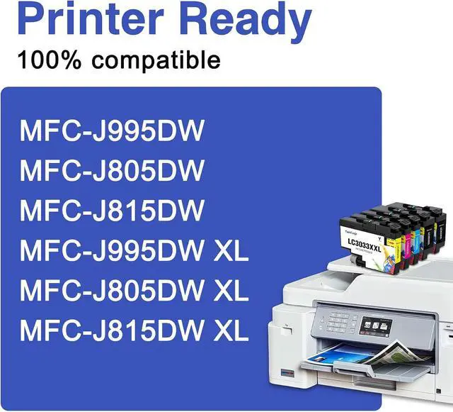 Alt view image 2 of 7 - LC3033XXL Ink Cartridges 5-Pack (2BK/C/M/Y) Replacement for Brother Ink LC3033 XXL for MFC-J995DW MFC-J805DW MFC-J815DW Printer