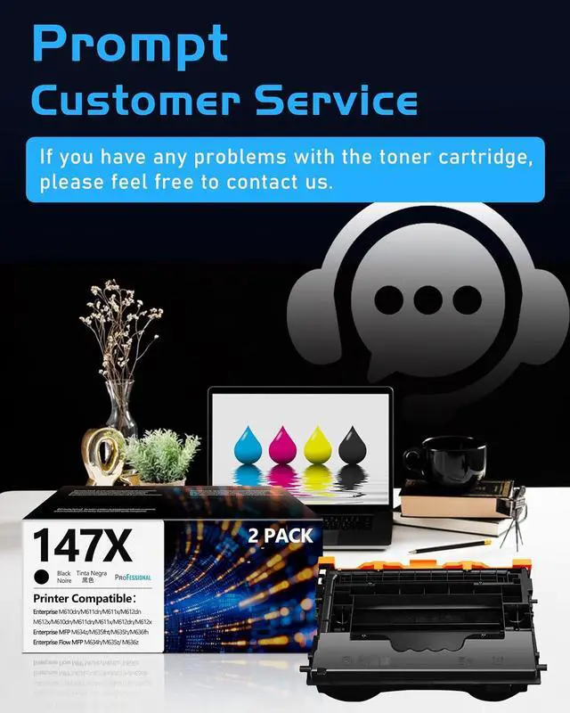 Alt view image 7 of 7 - 147X Toner Cartridges Replacement for HP 147X W1470X Toner (2Black)