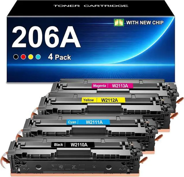 Main image of 206A Toner Cartridges 4 Pack (with Chip) Compatible for 206A 206X