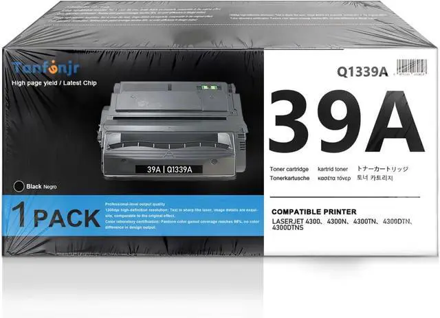 Main image of 39A High Yield Black Toner Cartridge 1-Pack, Q1339A Replacement for HP 39A Q1339A Q1339, Compatible with LaserJet 4300 4300dtn 4300dtns 4300dtnsl 4300n 4300tn Printer