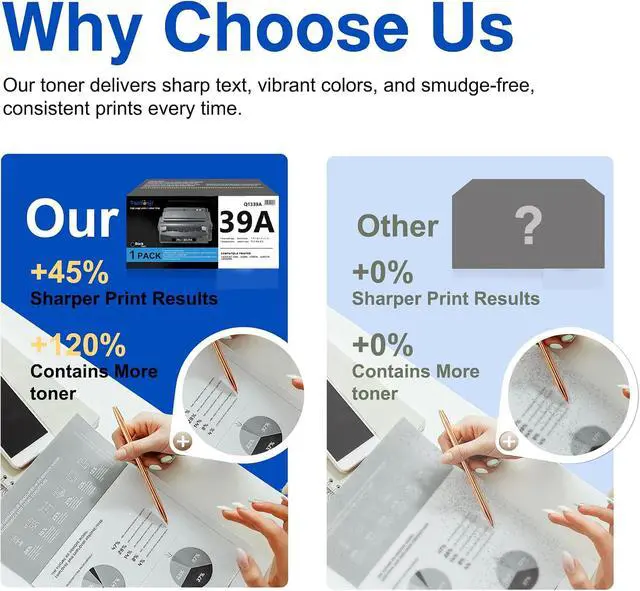 Alt view image 6 of 7 - 39A High Yield Black Toner Cartridge 1-Pack, Q1339A Replacement for HP 39A Q1339A Q1339, Compatible with LaserJet 4300 4300dtn 4300dtns 4300dtnsl 4300n 4300tn Printer