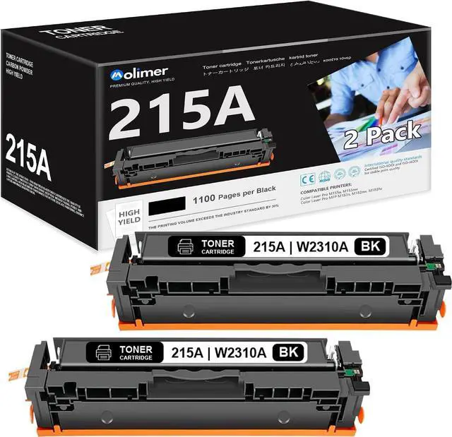Main image of MOLIMER 215A Black Toner Cartridges 2 Pack Replacement for HP 215A W2310A Toner for Color Pro MFP M155a M155nw M182n M182nw M183fw Printer