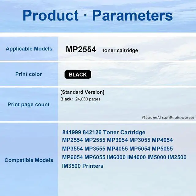 Alt view image 4 of 7 - MP2554 MP3554 Toner Cartridge 2 Black (with Chip) 841999 842126 Toner