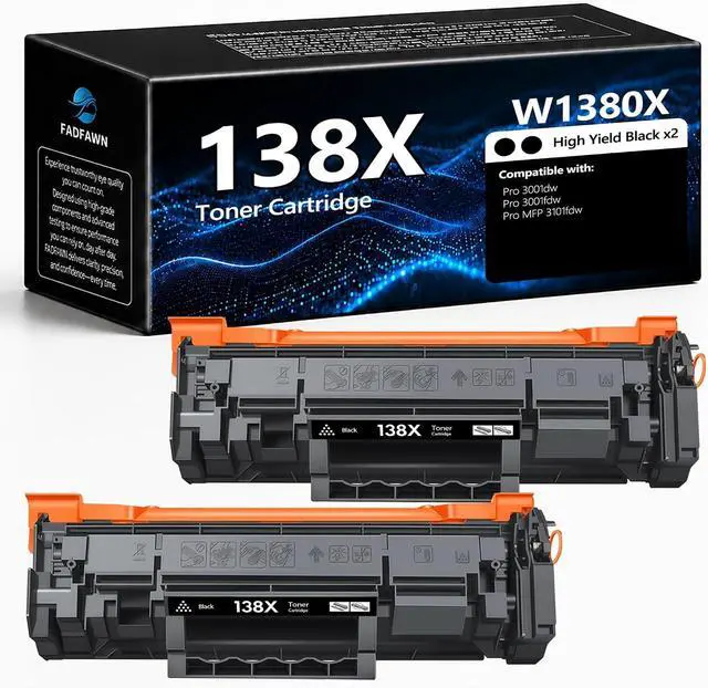 Main image of 138X W1380X Black Toner Cartridge 2 Pack with Chip Replacement for HP 138X W1380X 138A W1380A for Laser Jet Pro MFP 3101fdw Pro 3001dw 3001fdw Printer (2 Black, High Yield)