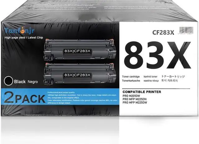 Main image of 83X High-Yield Black Toner Cartridge Replacement for HP 83X CF283X 83A CF283A, Compatible with Laser M201dw M201n MFP M125a M125nw M125rnw M127fn M127fw M225dn M225dw M225rdn Printer 2 Pack