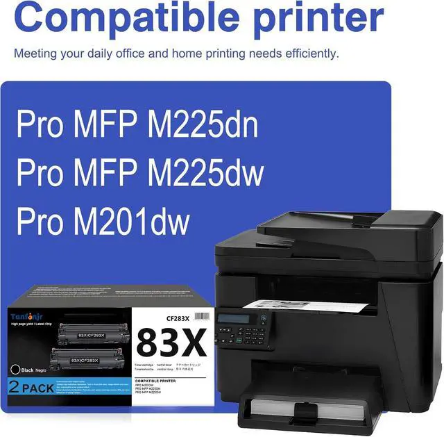 Alt view image 2 of 7 - 83X High-Yield Black Toner Cartridge Replacement for HP 83X CF283X 83A CF283A, Compatible with Laser M201dw M201n MFP M125a M125nw M125rnw M127fn M127fw M225dn M225dw M225rdn Printer 2 Pack