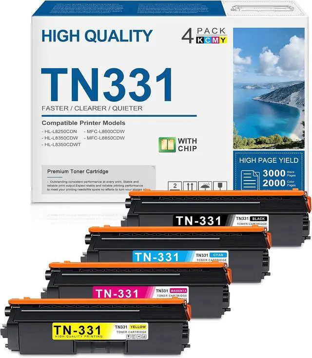 Main image of TN-331 TN331 Toner Cartridge Set Black Cyan Magenta Yellow 4-Pack Toner