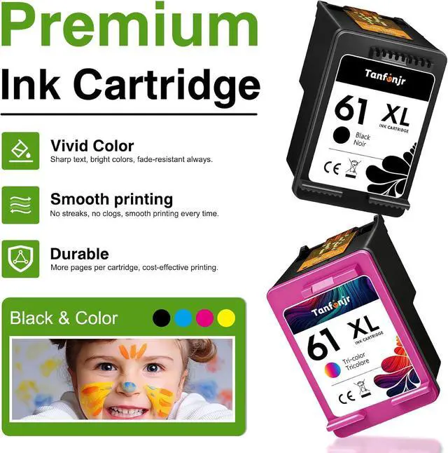Alt view image 4 of 7 - 61XL Ink Cartridge Combo Pack, High Yield Replacement for HP Ink 61 61XL for Envy 4500 5530, DeskJet 1000 1010 1050 1510 2050 2510 2540 2620 4630 Printer, 3 Pack (2 Black, 1 Tri-Color)