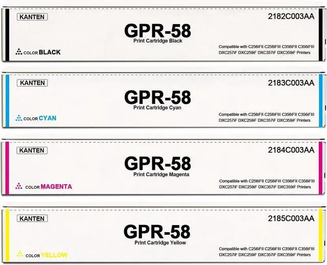 Main image of GPR-58 GPR 58 GPR58 Toner Cartridge (with Chip) High Yield 4 Pack KCMY