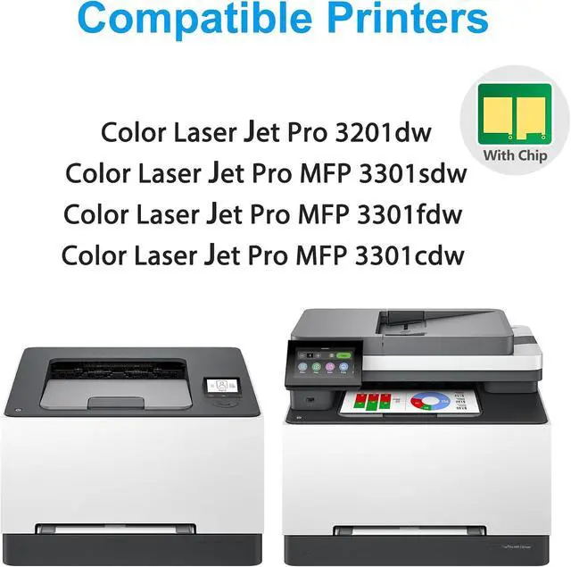 Alt view image 2 of 7 - 218A Toner Cartridges 4 Pack MFP 3301sdw 3201dw 3301fdw Toner