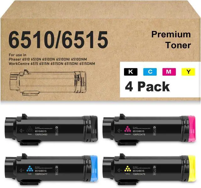 Main image of Remanufactured 6510 6515 Toner Cartridge Replacement for 106R03480 106R03477 106R03478 106R03479 for Xerox Phaser 6510, WorkCentre 6515 Printer(1BK/1C/1M/1Y,4 Pack)