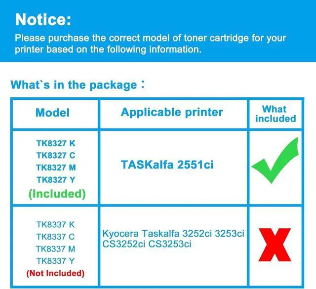 Alt view image 2 of 6 - TK-8327 TK8327 High Capacity Toner Cartridge Set 4-Pack Replacement for Kyocera TK-8327K TK-8327C TK-8327M TK-8327Y Toner Compatible with Kyocera TASKalfa 2551ci Printer (Black Cyan Magenta Yellow)