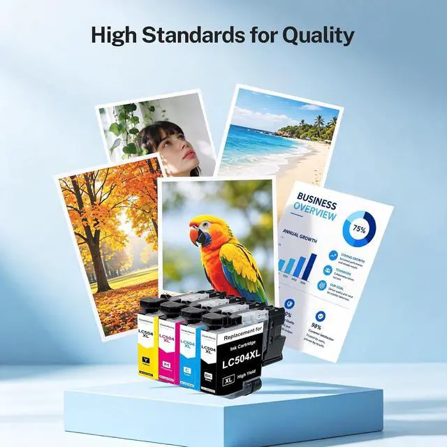 Alt view image 4 of 7 - LC504XL Ink Cartridges Replacement for Brother, High Yield Compatible Ink Cartridge Combo Pack for MFC-J1365DW MFC-J1367DW MFC-J1355DW Printers, Black Cyan Magenta Yellow, 4 Pack