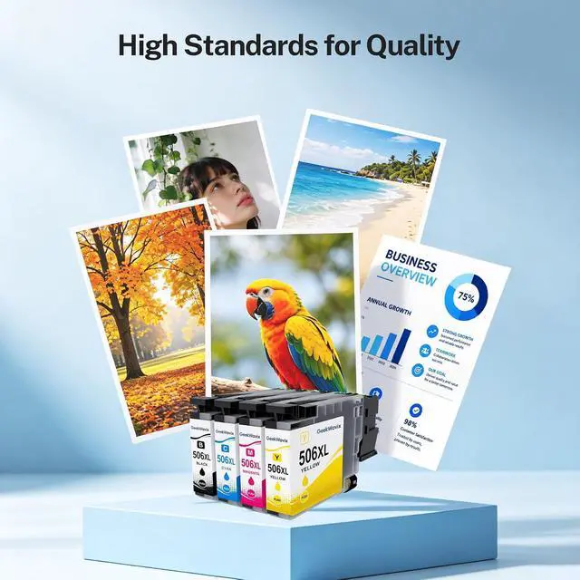 Alt view image 4 of 7 - LC506XL LC506 Ink Cartridges Replacement for Brother, High Yield Compatible Ink Cartridge Combo Pack for MFC-J4355DW, MFC-J4555DW & MFC-J4557DW Printers, Black Cyan Magenta Yellow, 4 Pack