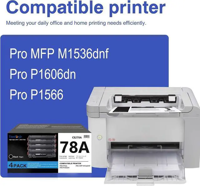Alt view image 2 of 7 - 78A CE278A Toner Cartridge Compatible Replacement for HP 78A CE278A, Work for LaserJet Pro P1606dn P1560 P1606 P1566 P1568 P1569 P1600 Printer (Black, 4-Pack)