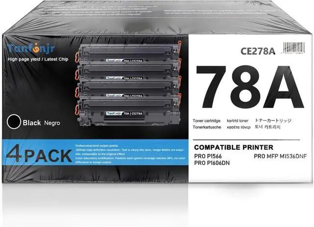 Main image of 78A CE278A Toner Cartridge Compatible Replacement for HP 78A CE278A, Work for LaserJet Pro P1606dn P1560 P1606 P1566 P1568 P1569 P1600 Printer (Black, 4-Pack)