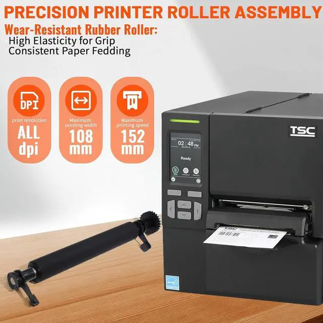 Alt view image 3 of 6 - Kit Platen Roller for TSC MB240 MB340 MF3400,MF2400,MA3400,MA2400 Thermal Printer Roller, Black, Replacement Roller Assembly with Gear