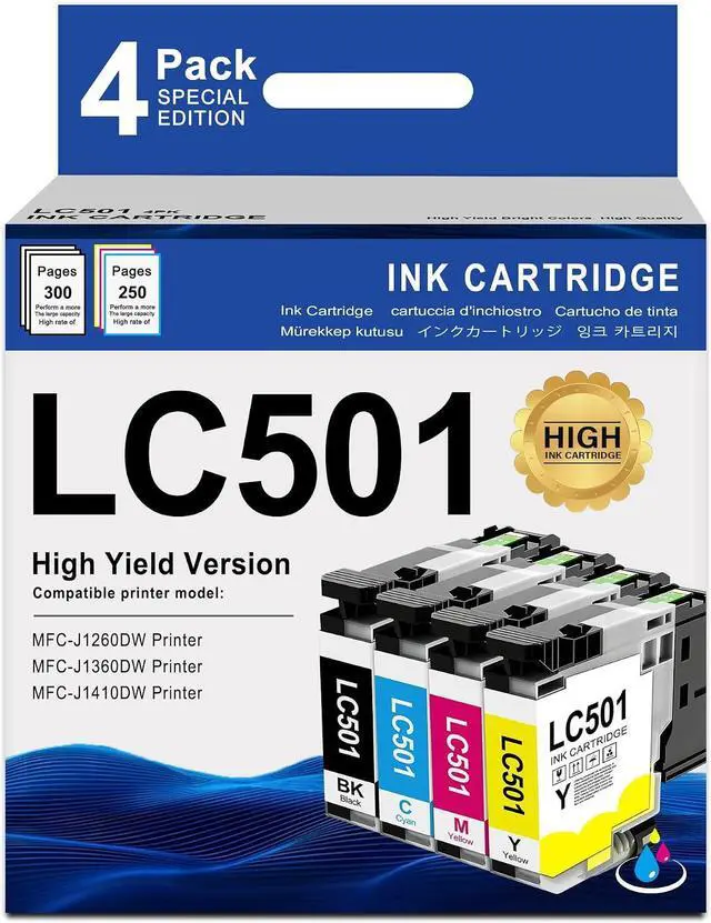 Main image of MOLIMER LC501 Ink Ccartridges Replacement for Brother LC501 Ink Cartridges LC501XL LC501 Ink Works with MFC-J1360DW MFC-J1410DW MFC-J1260W (4 Pack, Black/Cyan/Magenta/Yellow)