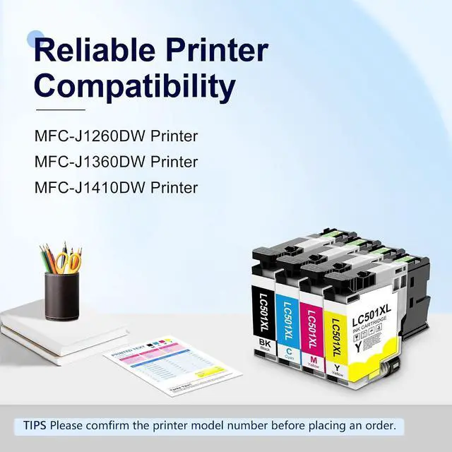 Alt view image 2 of 7 - MOLIMER LC501XL Ink Cartridges 4 Pack Replacement for Brother LC501XL LC501 Ink Use for MFC-J1360DW MFCJ1360DW MFC-J1260DW MFC-J1410DW Printers (LC501XL BK/C/M/Y)