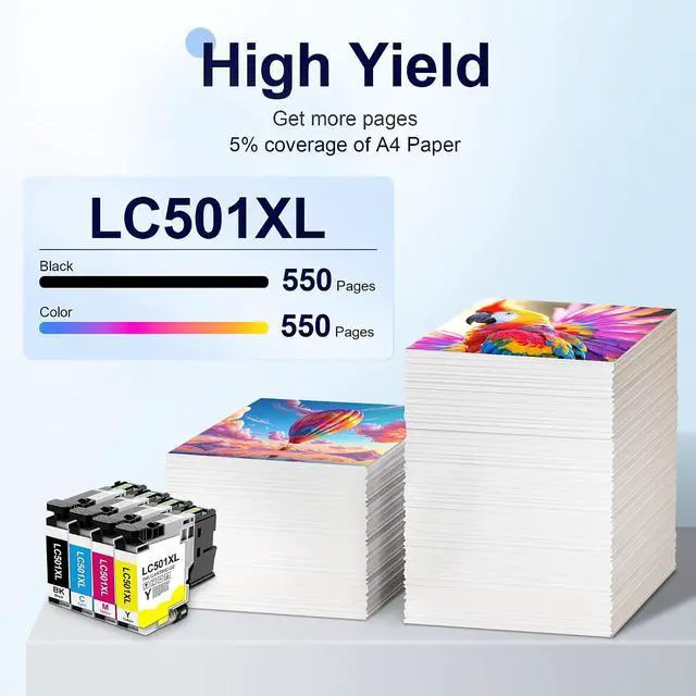 Alt view image 3 of 7 - MOLIMER LC501XL Ink Cartridges 4 Pack Replacement for Brother LC501XL LC501 Ink Use for MFC-J1360DW MFCJ1360DW MFC-J1260DW MFC-J1410DW Printers (LC501XL BK/C/M/Y)