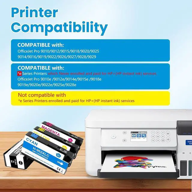 Alt view image 2 of 7 - 962XL Ink Cartridge Replacement for 962XL 962 Ink to Use with OfficeJet Pro 9010 9015 9018 9020 9025 Series Printer (BK/C/M/Y, 4 Pack)