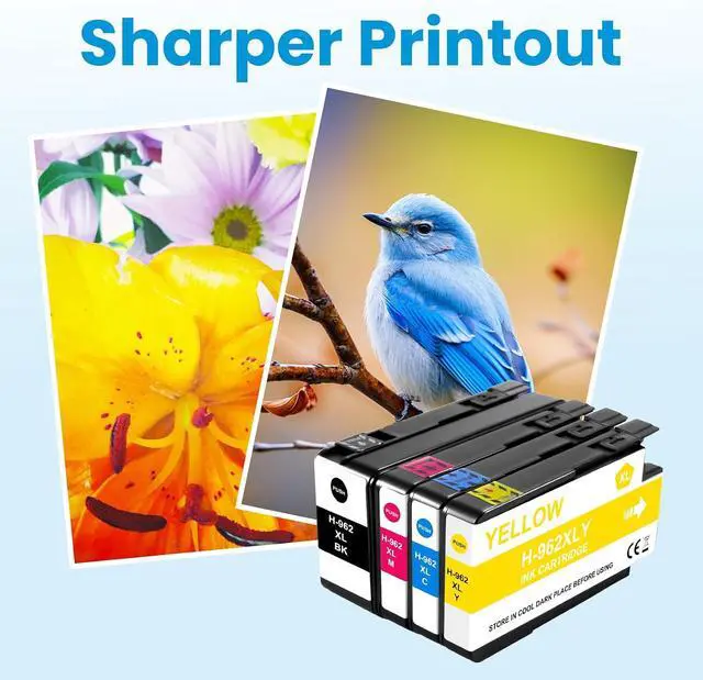 Alt view image 6 of 7 - 962XL Ink Cartridge Replacement for 962XL 962 Ink to Use with OfficeJet Pro 9010 9015 9018 9020 9025 Series Printer (BK/C/M/Y, 4 Pack)