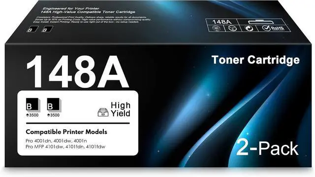 Main image of 148A W1480A High Yield Toner Cartridge Set 2-Black with Chip
