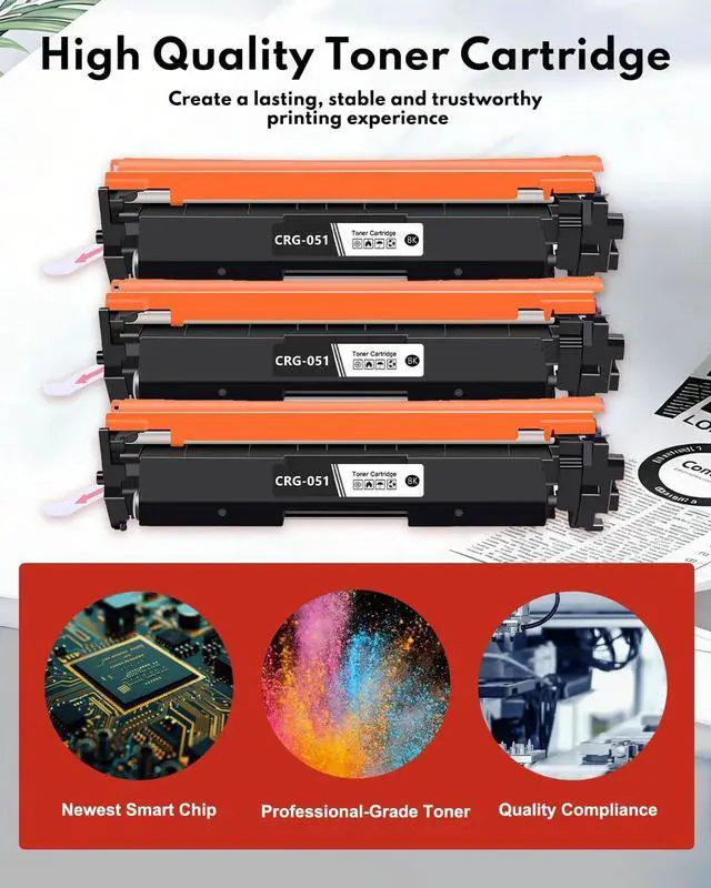 Alt view image 4 of 7 - 051 Black Toner Cartridge 3-Pack Replacement for Canon 051 Toner Cartridge
