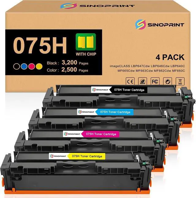Main image of 075H Toner Cartridge Replacement for Canon 075H 075 Color Toner Compatible with imageCLASS LBP646Cdw MF662Cdw MF664Cdw MF665Cdw LBP647Cdw LBP640 MF660 Printer-High Capacity with Chip-4-Pack