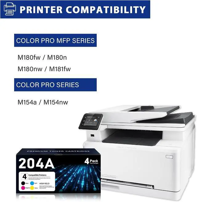 Alt view image 2 of 7 - 204A Toner Cartridges 4 Pack Replacement for HP 204A M180nw M154a Toner