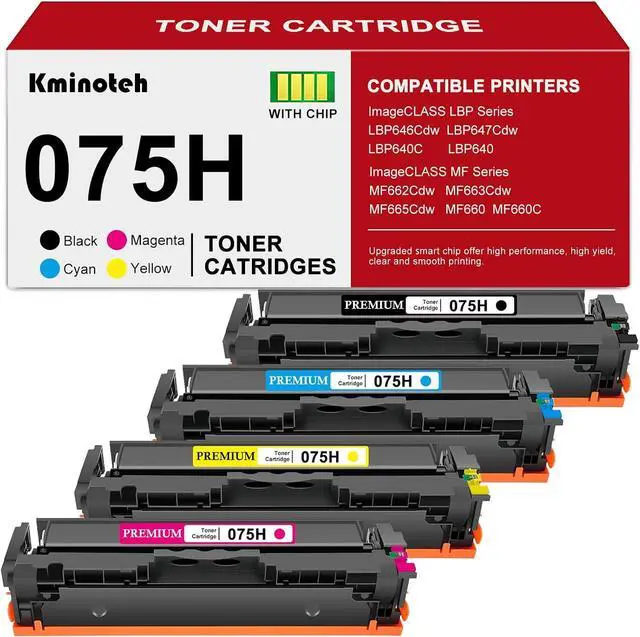 Main image of 075H 075 Toner Cartridge Set (with Chip) MF665CDw MF663Cdw LBP646Cdw 4 Pack Compatible for Canon Color ImageCLASS MF662CDw MF660c MF660 LBP647Cdw LBP640c LBP640 Printers (Black Cyan Magenta Yellow)