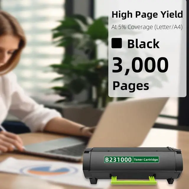Alt view image 3 of 6 - B231000 Toner Cartridge Black 1-Pack Replacement for B2338 B231000 Toner for B2338 B2442 B2546 B2650 MB2338 MB2442 MB2546 MB2650 Printer High Yield